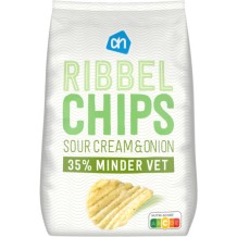 AH Ribbel Chips Sour Cream & Onion 35% Minder Vet (150 gr.)