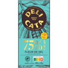 Delicata Dark Chocolate Bar 75% Cacoa Fleur de Sel (100 gr.)