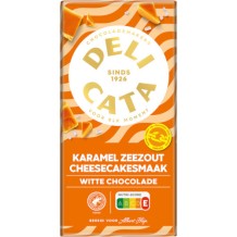 Delicata Witte Chocolade Karamel, Zeezout & Cheesecake (150 gr.)