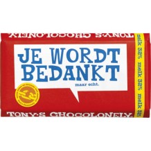 Tony's Chocolonely Chocolade Melk Je Wordt Bedankt (180 gr.)