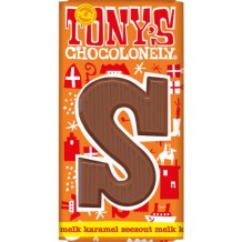 Tony's Chocolonely Letter Bar S Milk Caramel and Sea Salt (180 gr.)