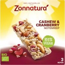 Zonnatura Biologische Notenreep Cashew & Cranberry (3 x 25 gr.)