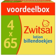 Zwitsal Billendoekjes Lotion Voordeelbox (4 x 65 stuks)